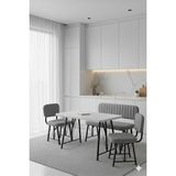 Parlazonhome Elfin 70x110 Beyaz Sabit, 2 Sandalye 1 Bench, Masa Sandalye Takımı, Mutfak Masası Takımı - Gri