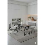 Parlazonhome Elfin 70X110 Siyah Sabit, 2 Sandalye 1 Bench, Masa Sandalye Takımı, Mutfak Masası Takımı - Gri