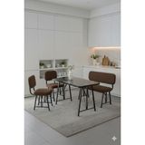 Parlazonhome Elfin 70X110 Siyah Sabit, 2 Sandalye 1 Bench, Masa Sandalye Takımı, Mutfak Masası Takımı - Kahverengi