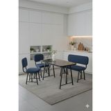 Parlazonhome Elfin 70X110 Siyah Sabit, 2 Sandalye 1 Bench, Masa Sandalye Takımı, Mutfak Masası Takımı - Lacivert