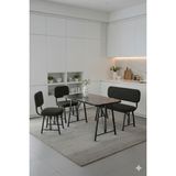 Parlazonhome Elfin 70X110 Siyah Sabit, 2 Sandalye 1 Bench, Masa Sandalye Takımı, Mutfak Masası Takımı - Siyah
