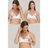 Parlingerie 3'lü Emzirme Sütyeni Beyaz Çizgi Desenli Pamuklu Nefes Alabilir Kumaş Özellikli - 90B