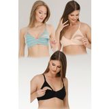 Parlingerie 3LÜ EMZİRME SÜTYENİ SİYAH-TEN-MİNT ÇİZGİLİ SİYAH-TEN-MİNT ÇİZGİLİ 90B