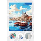 Parloran Sayılarla Boyama 40x50 cm Tuval Seti - Boyaları Ve Fırçaları Dahil - Cami ve Deniz