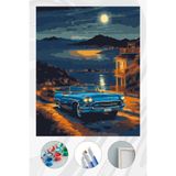 Parloran Sayılarla Boyama 40x50 cm Tuval Seti - Boyaları Ve Fırçaları Dahil - Klasik Araba
