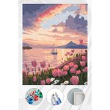 Parloran Sayılarla Boyama 40x50 cm Tuval Seti - Boyaları Ve Fırçaları Dahil - Laleli Manzara