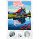 Parloran Sayılarla Boyama 40x50 cm Tuval Seti - Boyaları Ve Fırçaları Dahil - Manzara Ev