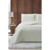 Parma Çift Kişilik Lüks Kadife 240X260 Cm Yatak Örtüsü Krem