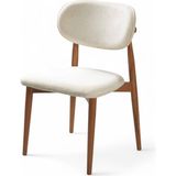 Parma Sandalye - Mense Krem Kumaş - Ahşap Iskelet - Mutfak Sandalyesi - Salon Sandalyesi