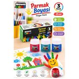 Parmak Boya 3 Renk 1 Adet Nova Color 25 Ml 3 Lü Parmak Boyası Resim Dersi Su Bazlı Resim Okul Öncesi Kreş Anasınıfı