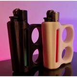 Parmak Geçirmeli Çakmak Kılıfı Siyah Ve Beyaz - Clipper Uyumlu Ergonomik Tutuş Aparatı - 3D Tasarım Modern Çakmak Kabı