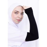 Parmak Geçmeli Likralı Kolluk Siyah - Kadın Tesettür Düz Namaz Kolluğu 1 Çift Viskon Hijab - Standart