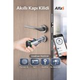 Parmak İzli Anahtarlı Kartlı ve Uzaktan Kontrollü Pvc Ahşap Aliminyüm Uyumlu Akıllı Kapı Kilidi Gümüş