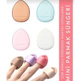 Parmak Makyaj Süngeri - Mini Puf Kapatıcı Fondöten Pudra Süngeri 4 Adet - Çok Renkli