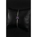 Parmas Design Ametist Mor Lotus Çiçeği Minimal 925 Ayar Gümüş Kadın Bileklik