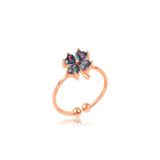 Parmas Design Mistik Topaz Yonca 925 Ayar Gümüş Rose Kadın Ayarlanabilir Yüzük