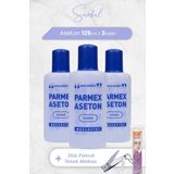 Parmex Aseton Sümbül Mor 125 Ml X 3 Adet, Oval Pamuk 40'Lı Ve Tınak Makası