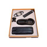 Parmida 3 Torch Pürmüz Çakmak Kılıf Küllük Kesici Siyah Beşli Puro Seti TR10026