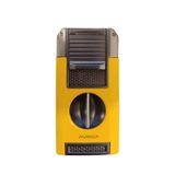 Parmida Çift Torch Pürmüz Dahili V Kesicili Sarı - Gunmetal Metal Puro Çakmağı