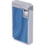 Parmida Çift Torch Pürmüz Mavi-Gümüş Ahşap Desenli Metal Puro Çakmağı