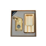 Parmida Gold Tek Torch Masa Tipi Çakmak Tekli Gold Küllük İkili Puro Seti