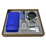Parmida Royal Blue Beşli Puro Seti - Puro Kılıfı, Çakmak, Kesici, Sehpa, Küllük - Mavi