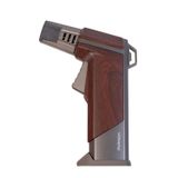Parmida Tek Torch Pürmüz Ahşap Desenli Gunmetal Masa Tipi Metal Puro Çakmağı