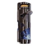 Parmida Tek Torch Pürmüz Gunmetal-Mavi Desenli Metal Puro Çakmağı