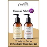 Parnassos Aromaterapi Kaşmir Etkili Yenilebilir Natural + Vanilya Doğal Masaj Yağı 150 ml Seti
