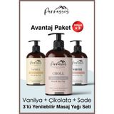 Parnassos Aromaterapi Yenilebilir Rahatlatıcı Çikolata + Vanilya + Sade Doğal Masaj Yağı 300 ml