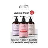 Parnassos Çilek + Yasemin Özü + Çikolata Aroma Duyusal Aromaterapi Masaj Yağları Seti 300ML - yok