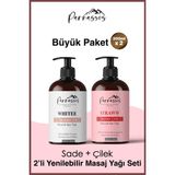 Parnassos Doğal Çilek Özlü Ve Natural White Duyusal Ve Afrodizyak Etkili Aromaterapi Masaj Yağı Seti 300 Ml