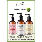 Parnassos Vanilya+Çilek+White Natural Afrodizyak Duyusal Masaj Yağı Seti 150 ml