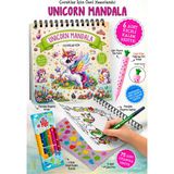Parodi Yayınları Unicorn Mandala Boyama Kitabı | Çocuk Mandala Kitabı | 6 Renk Keçeli Kalem, Uçlu Kalem ve 75 Çıkartma Hediyeli