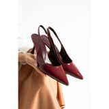 Parparastil ARYA Kadın Bordo İnce Topuklu Slingback Şık Topuklu Ayakkabı