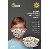 Parris Simit Desenli Filtreli 3 Katlı 50'li Kutu Telli Cerrahi Çocuk Maskesi