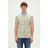 Parrot Gök Mavi Polo Yaka Desenli Erkek T-Shirt