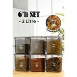 Pars Beyaz Serigrafi 6lı Set Maxi Boy Uzun Dikdörtgen Saklama Kabı 2 Litre Antrasit