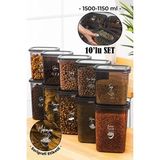 Pars Beyaz Serigrafi Etiketli 10LU Dikdörtgen Saklama Kabı Seti 5X(1500-1150 Ml) Antrasit