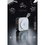 Pars Power 10000MAH Powerbank 65W Pd Hızlı Şarjlı - Magsafe Kablosuz Şarjlı ve Dahili Kablolu Çok Fonksiyonlu Seyahat Adaptörü - Beyaz