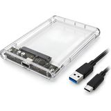 Pars Power 3.1 Type-C 2.5" HDD SSD Harici Disk Kutusu Şeffaf USB 3.0 Sata Iıı 5gbps Uasp Destekli Windows Mac Linux Uyumlu