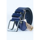 Parscraft Dayanıklı %100 Hakiki Deri Kemer 4,5 cm Geniş Lacivert Erkek Kot Pantolon Kemeri