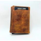 Parscraft Deri Crazy Taba Otomatik Mekanizmalı Cüzdan Kartlık - Koyu Taba