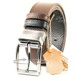Parscraft Hakiki Deri Çift Taraflı Erkek Kemer 4 cm Kahverengi - Siyah