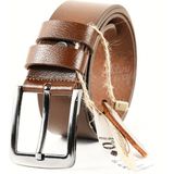 Parscraft Hakiki Deri Erkek Kemer 4 cm Kot Kumaş Pantolon Spor Kemer (Taba, 115 cm)
