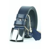 Parscraft Hakiki Manda Derisi Erkek Kemer 4 Cm Lacivert Kot Kumaş Pantolon Spor Kemer