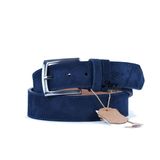 Parscraft Hakiki Süet Deri Erkek Kemer 4 cm (Lacivert, 125 cm)