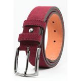 Parscraft Hakiki Süet Deri Erkek Kemer Bordo 4 Cm Düğün Nişan Takım Elbise Davet Kemeri