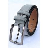 Parscraft Hakiki Süet Deri Gri Erkek Kemer 3,5 cm Orijinal Klasik Kumaş Pantolon Kemeri - 130 cm