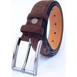 Parscraft Hakiki Süet Deri Kahverengi Erkek Kemer 3,5 cm Orijinal Klasik Kumaş Pantolon Kemeri - 120 cm